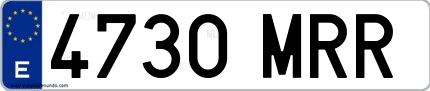 Ejemplo de matrícula española 4730 MRR