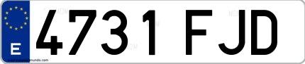 Ejemplo de matrícula española 4731 FJD