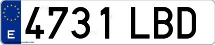 Ejemplo de matrícula española 4731 LBD