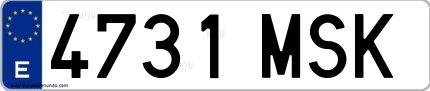 Ejemplo de matrícula española 4731 MSK