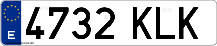 Ejemplo de matrícula de coche ordinaria 4732 KLK