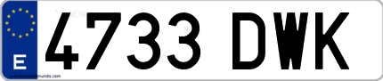 Ejemplo de matrícula de coche ordinaria 4733 DWK