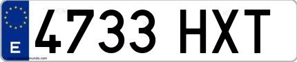 Ejemplo de matrícula española 4733 HXT