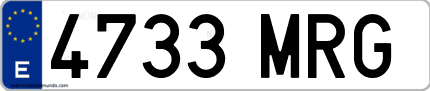 Ejemplo de matrícula de coche ordinaria 4733 MRG