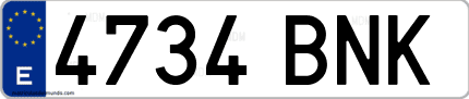 Ejemplo de matrícula de coche ordinaria 4734 BNK