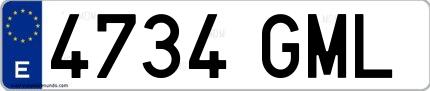 Ejemplo de matrícula española 4734 GML