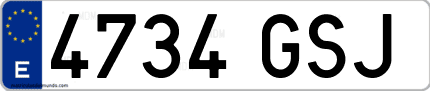 Ejemplo de matrícula de coche ordinaria 4734 GSJ