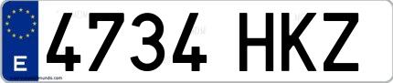 Ejemplo de matrícula española 4734 HKZ