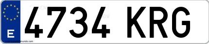 Ejemplo de matrícula española 4734 KRG