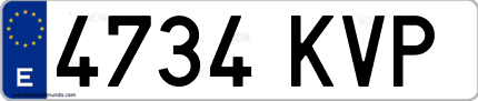 Ejemplo de matrícula de coche ordinaria 4734 KVP