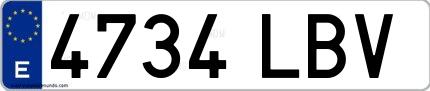 Ejemplo de matrícula española 4734 LBV