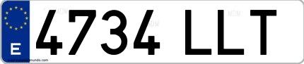 Ejemplo de matrícula española 4734 LLT