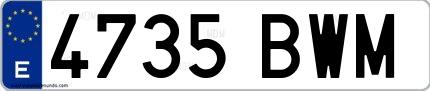 Ejemplo de matrícula española 4735 BWM