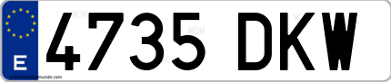 Ejemplo de matrícula de coche ordinaria 4735 DKW