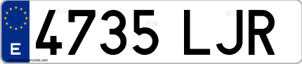 Ejemplo de matrícula de coche ordinaria 4735 LJR