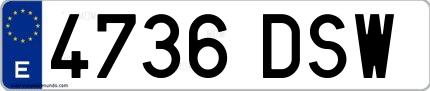 Ejemplo de matrícula española 4736 DSW