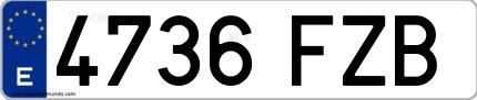 Ejemplo de matrícula española 4736 FZB