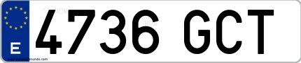Ejemplo de matrícula española 4736 GCT