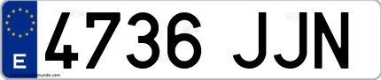 Ejemplo de matrícula de coche ordinaria 4736 JJN