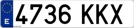 Ejemplo de matrícula española 4736 KKX