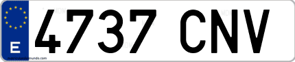 Ejemplo de matrícula de coche ordinaria 4737 CNV