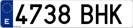 Ejemplo de matrícula de coche ordinaria 4738 BHK