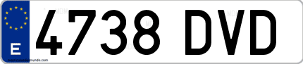 Ejemplo de matrícula de coche ordinaria 4738 DVD