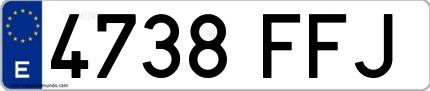 Ejemplo de matrícula española 4738 FFJ