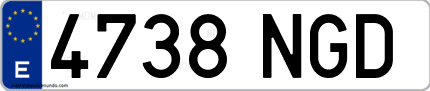 Ejemplo de matrícula de coche ordinaria 4738 NGD