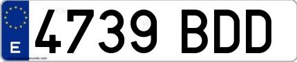 Ejemplo de matrícula española 4739 BDD