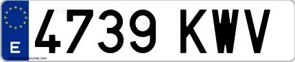 Ejemplo de matrícula española 4739 KWV