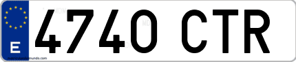 Ejemplo de matrícula de coche ordinaria 4740 CTR