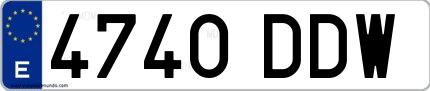 Ejemplo de matrícula española 4740 DDW