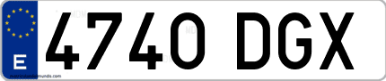 Ejemplo de matrícula de coche ordinaria 4740 DGX