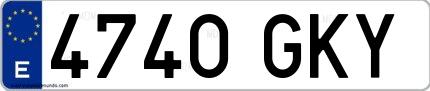 Ejemplo de matrícula española 4740 GKY