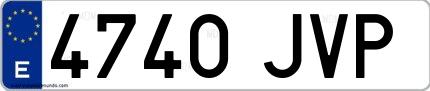 Ejemplo de matrícula española 4740 JVP