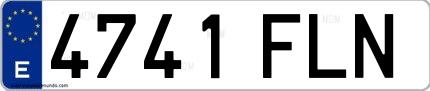 Ejemplo de matrícula española 4741 FLN