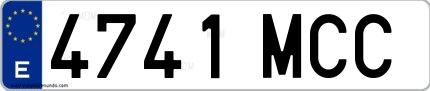 Ejemplo de matrícula española 4741 MCC