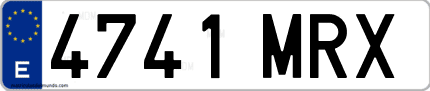 Ejemplo de matrícula de coche ordinaria 4741 MRX