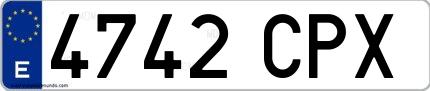 Ejemplo de matrícula española 4742 CPX