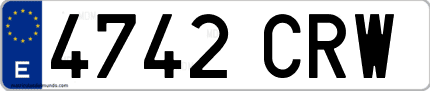Ejemplo de matrícula de coche ordinaria 4742 CRW