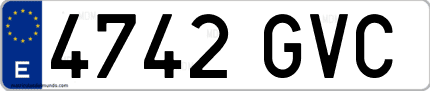 Ejemplo de matrícula de coche ordinaria 4742 GVC