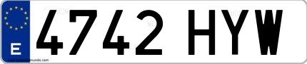 Ejemplo de matrícula española 4742 HYW