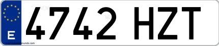 Ejemplo de matrícula española 4742 HZT