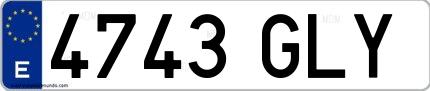 Ejemplo de matrícula española 4743 GLY