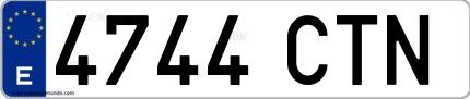 Ejemplo de matrícula española 4744 CTN