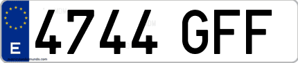 Ejemplo de matrícula de coche ordinaria 4744 GFF