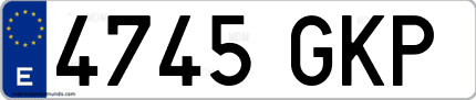 Ejemplo de matrícula de coche ordinaria 4745 GKP
