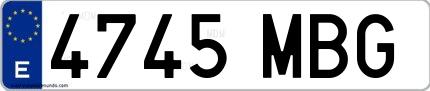 Ejemplo de matrícula española 4745 MBG