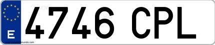 Ejemplo de matrícula española 4746 CPL